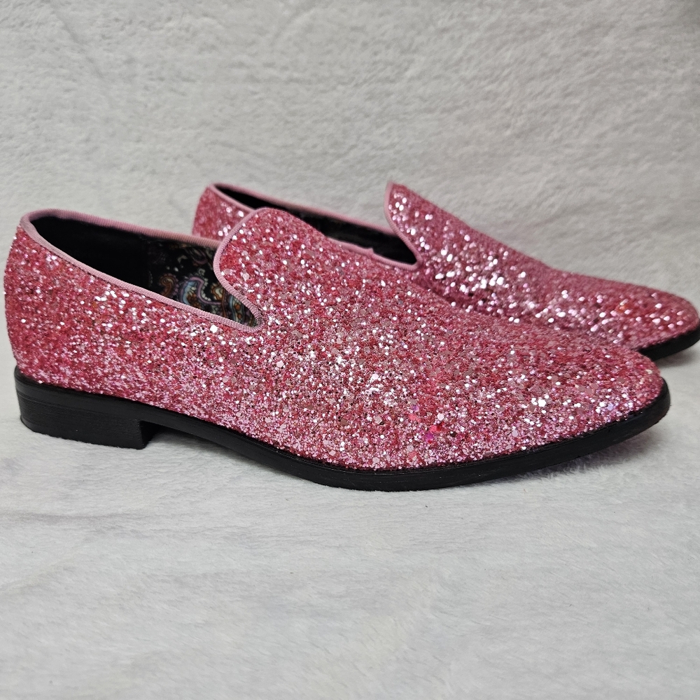 Enzo Romeo Men's Vintage Glitter Dress Loafers Slip On Shoes Classic Costume